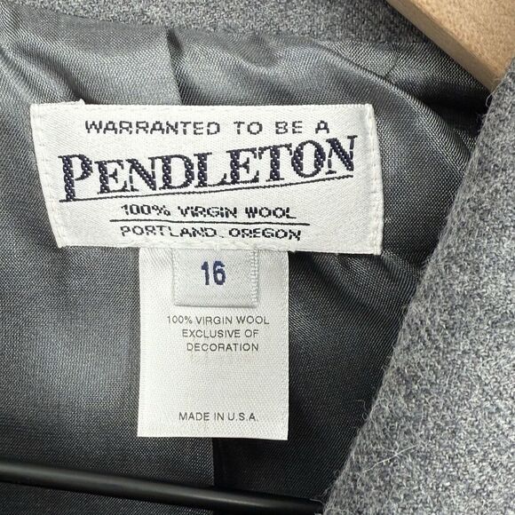 Pendleton Gray 100% Wool Women’s Blazer VTG Size 16 - Picture 4 of 4